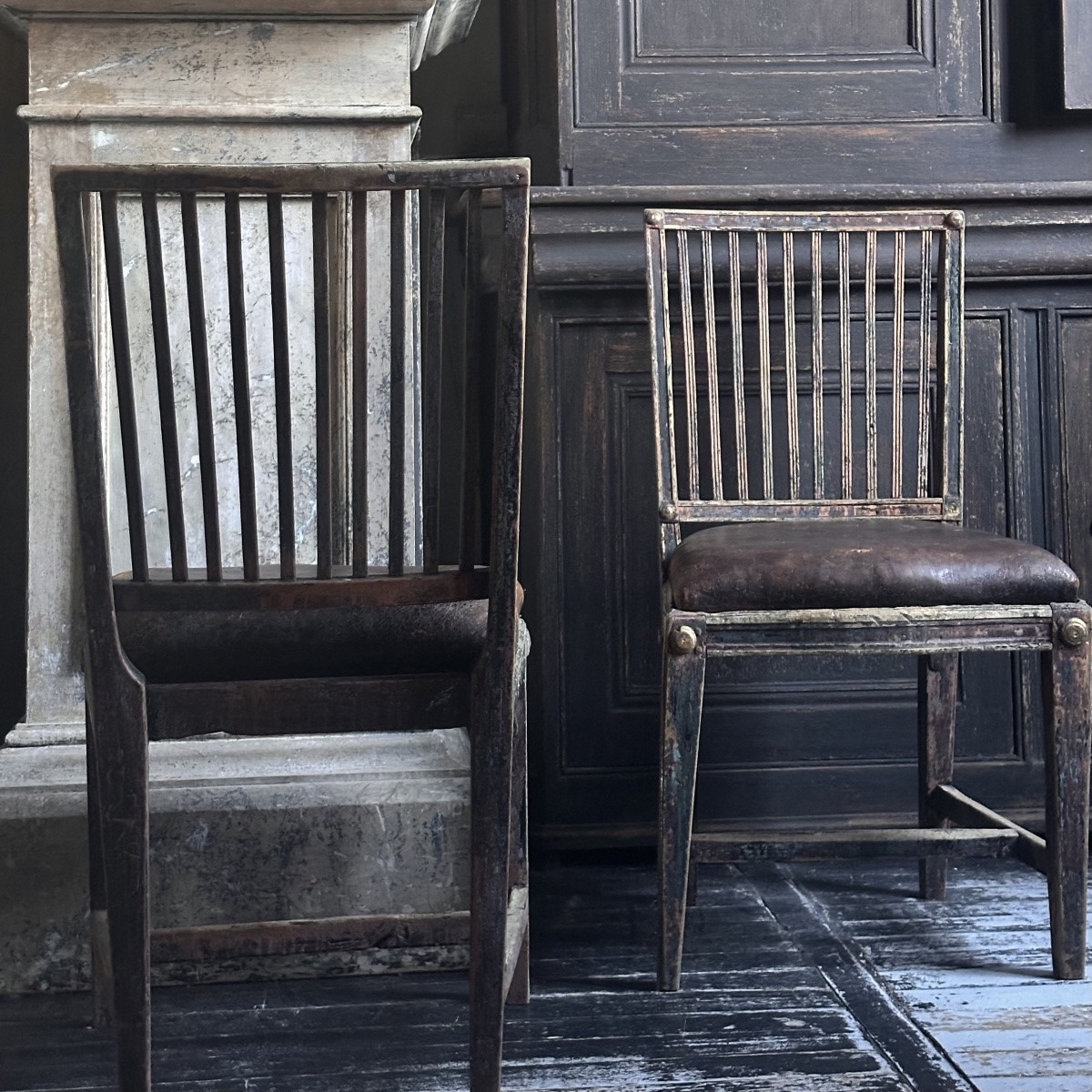 Paire de Chaises Suédoises de Style Gustavien en bois sculpté Année 1834/XIXe-photo-3