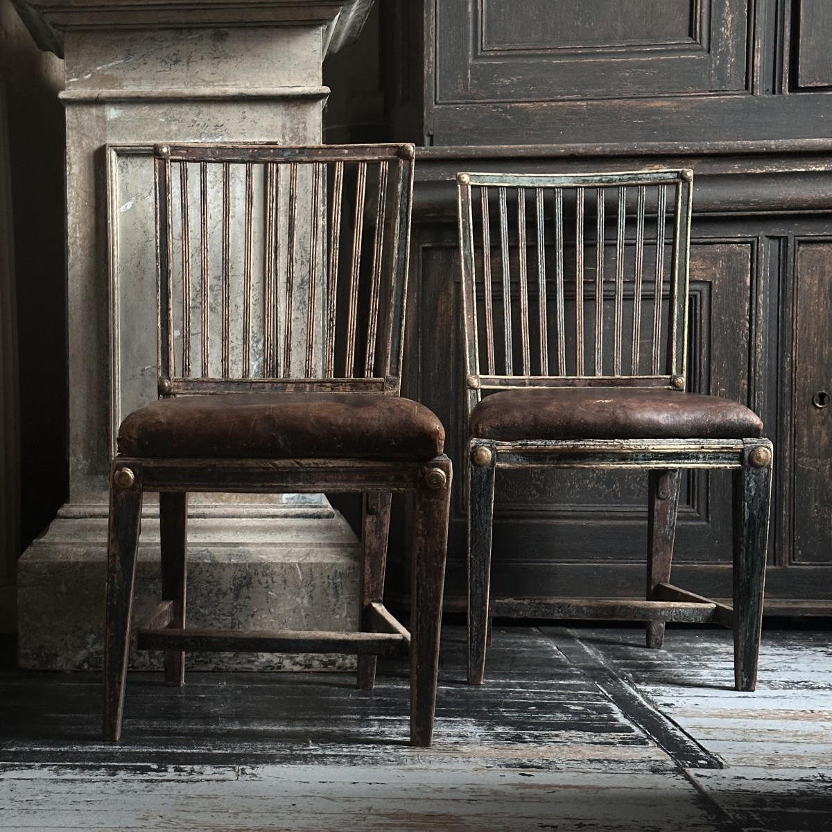 Paire de Chaises Suédoises de Style Gustavien en bois sculpté Année 1834/XIXe-photo-8