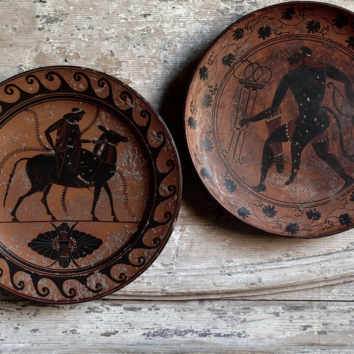 Pair Of Large Neo-greek Platters/terracotta Reproductions, Late 19th/early 20th Century/italy-photo-3