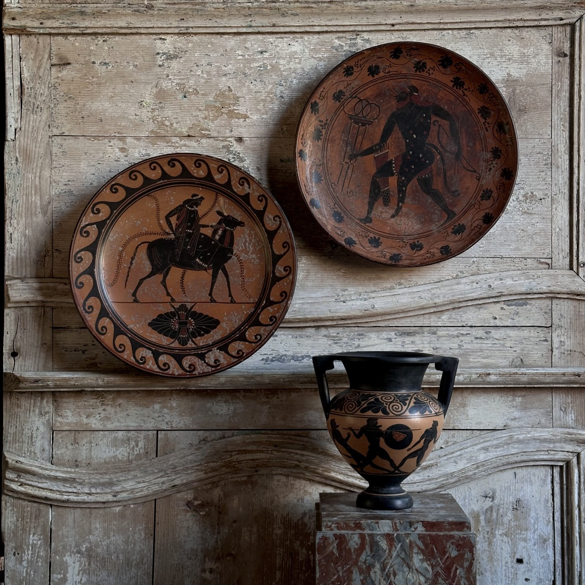 Pair Of Large Neo-greek Platters/terracotta Reproductions, Late 19th/early 20th Century/italy-photo-2