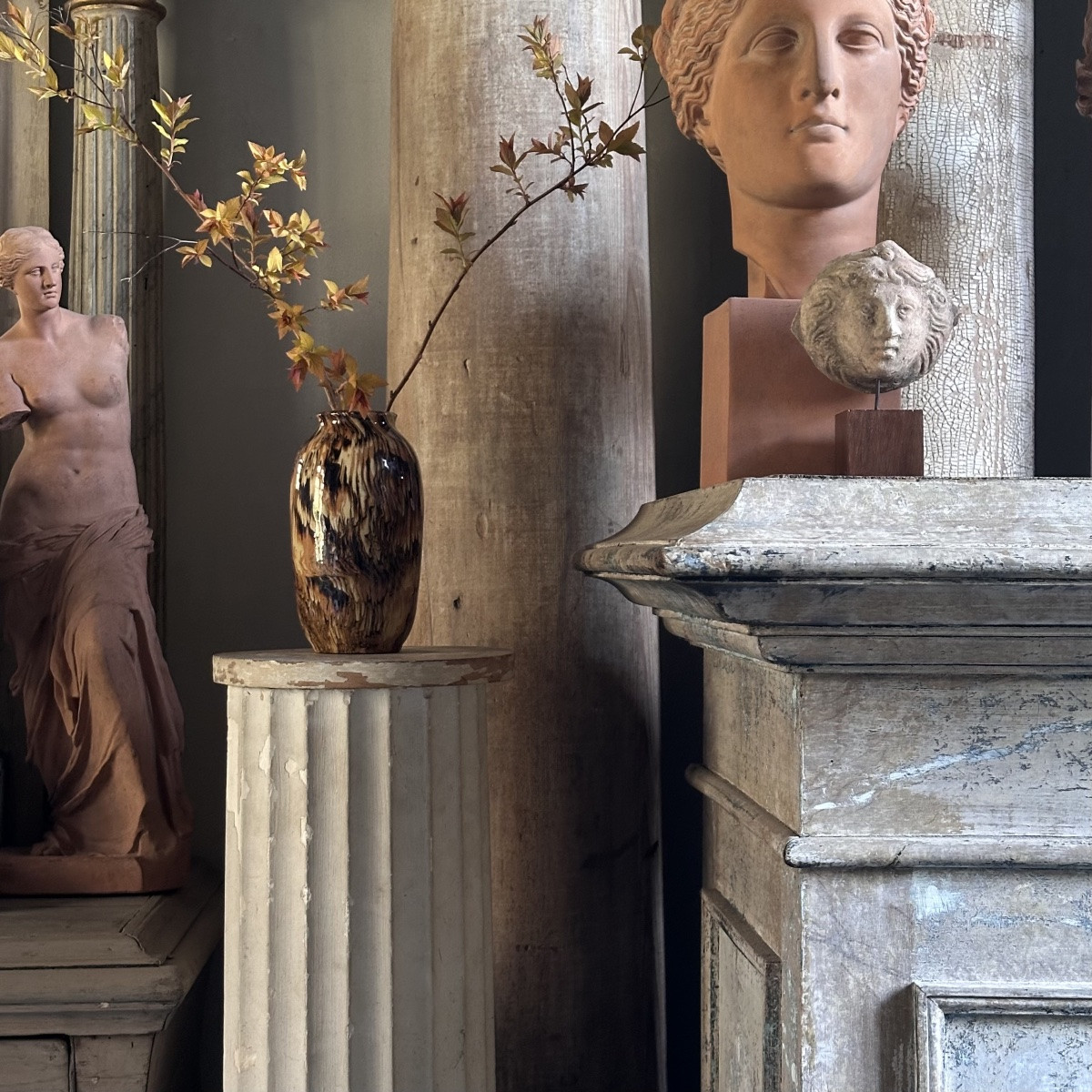 Un Vase Ovoïde Terres-Mêlées vernissé Joseph BERNARD 1950/APT-photo-1