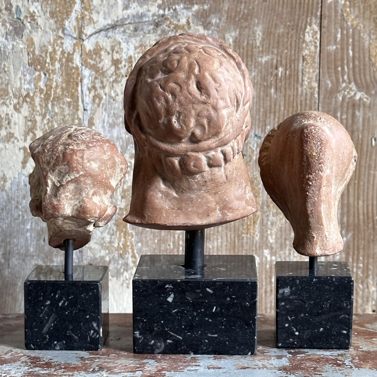 Tryptique Heads Of Divinities Terracotta/reproduction Hellenistic Art /early 20th Century-photo-7
