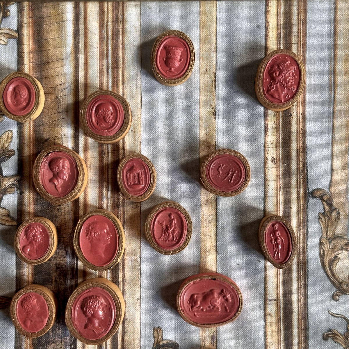 Collection Of 46 « intaglios »grand Tour Italy Circa 1770-photo-2
