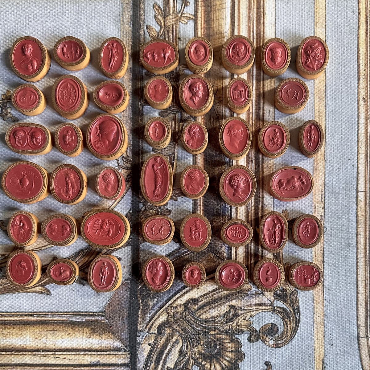 Collection Of 46 « intaglios »grand Tour Italy Circa 1770-photo-3