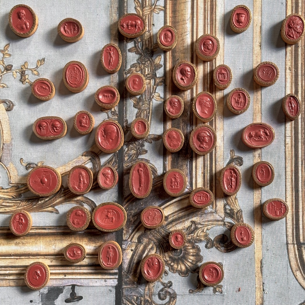 Collection Of 46 « intaglios »grand Tour Italy Circa 1770-photo-1