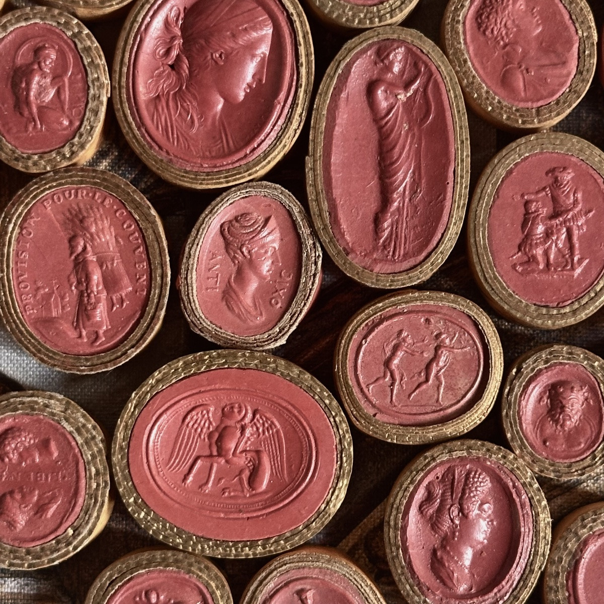Collection Of 46 « intaglios »grand Tour Italy Circa 1770-photo-2