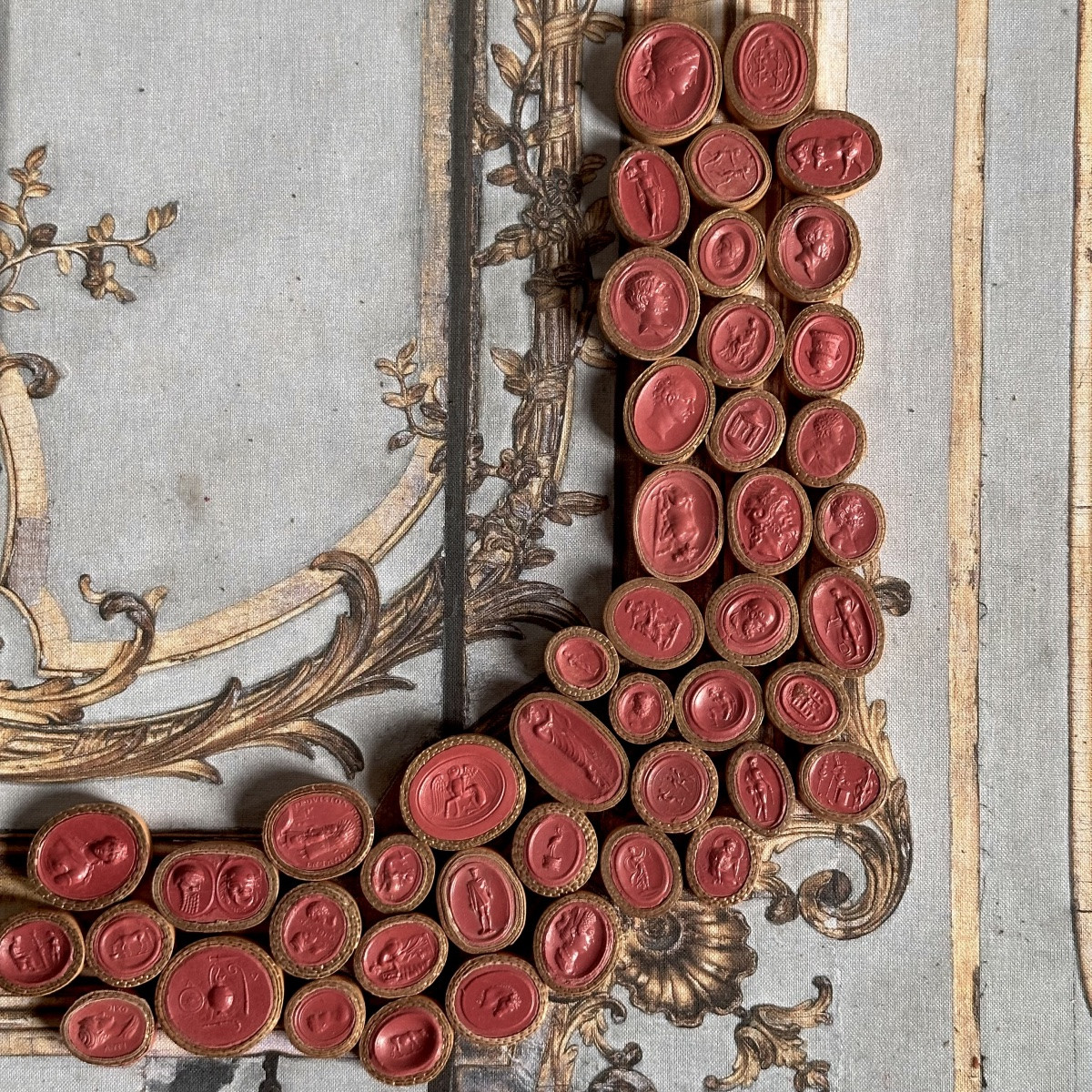 Collection Of 46 « intaglios »grand Tour Italy Circa 1770-photo-3