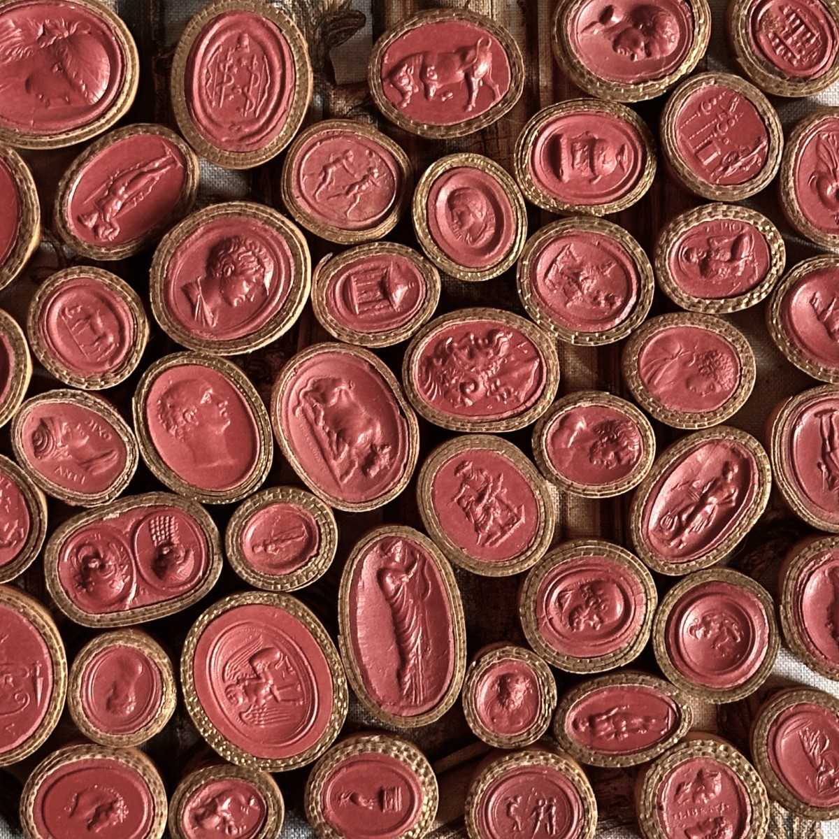 Collection Of 46 « intaglios »grand Tour Italy Circa 1770-photo-5