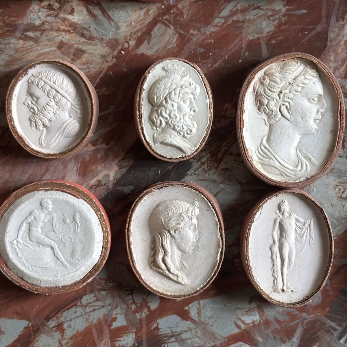 Lot Of 19 Plaster Casts Of «intaglios»italy Circa 1800-photo-3