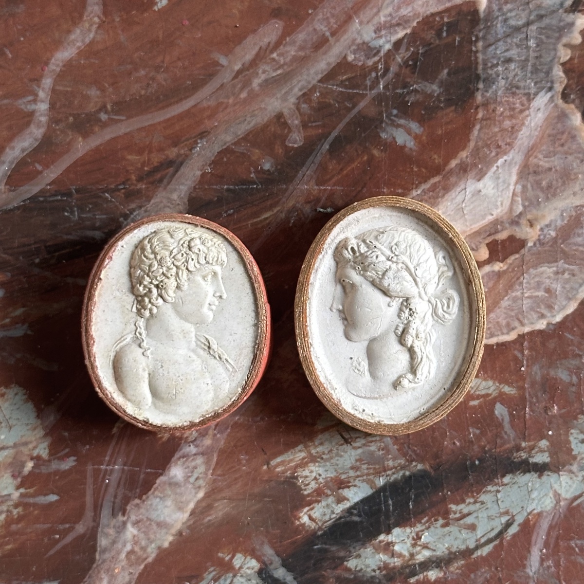 Lot Of 19 Plaster Casts Of «intaglios»italy Circa 1800-photo-6