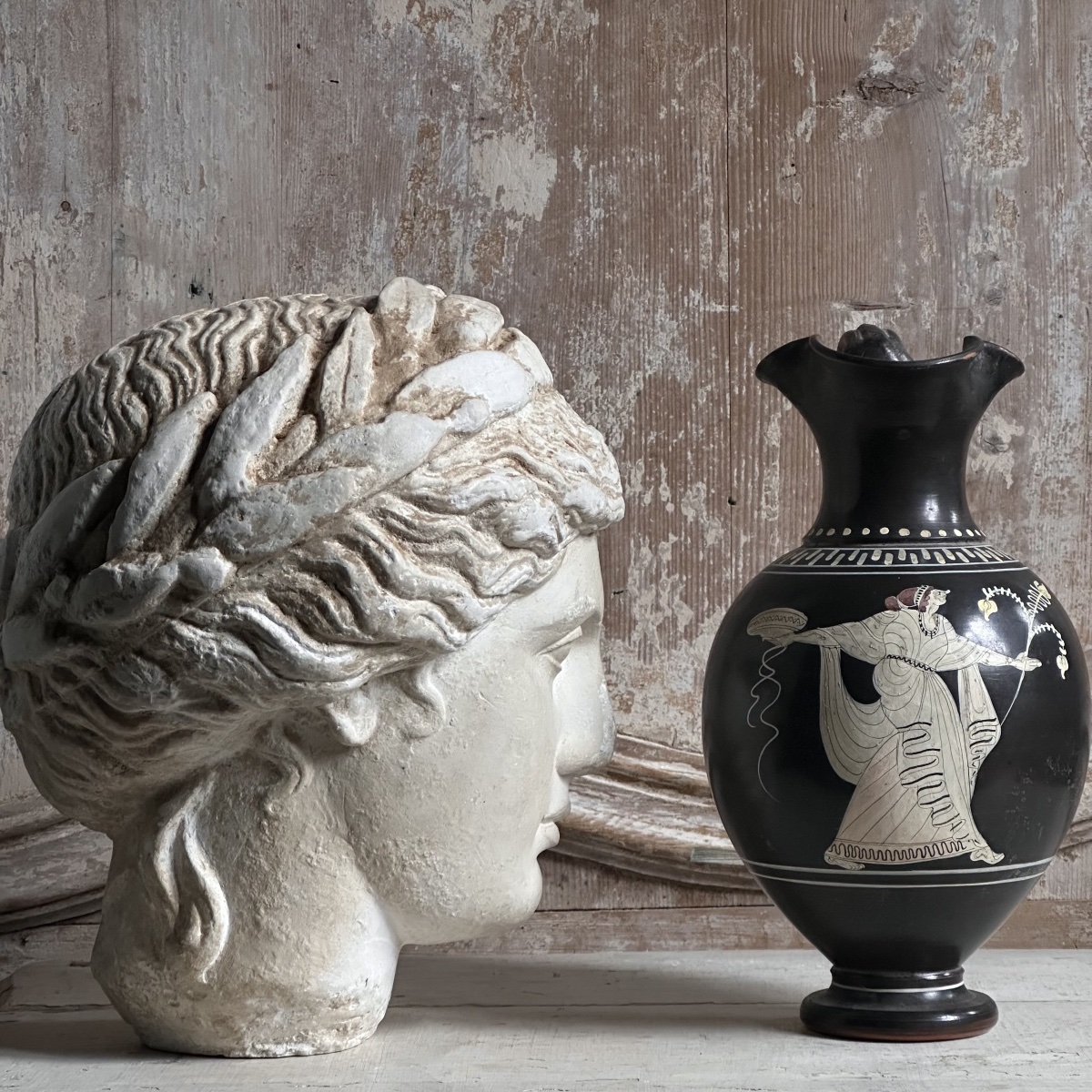 Attic Oenochoe Vase, Glazed Terracotta, Reproduction, Italy, Late 19th Century-photo-2