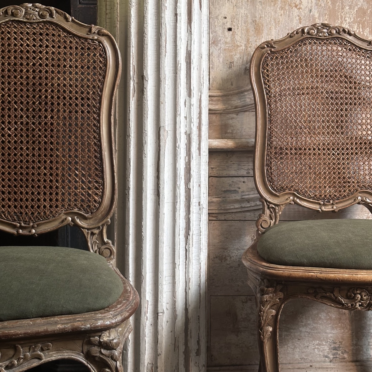 Paire de Chaises cannées Italiennes époque XVIII-photo-3