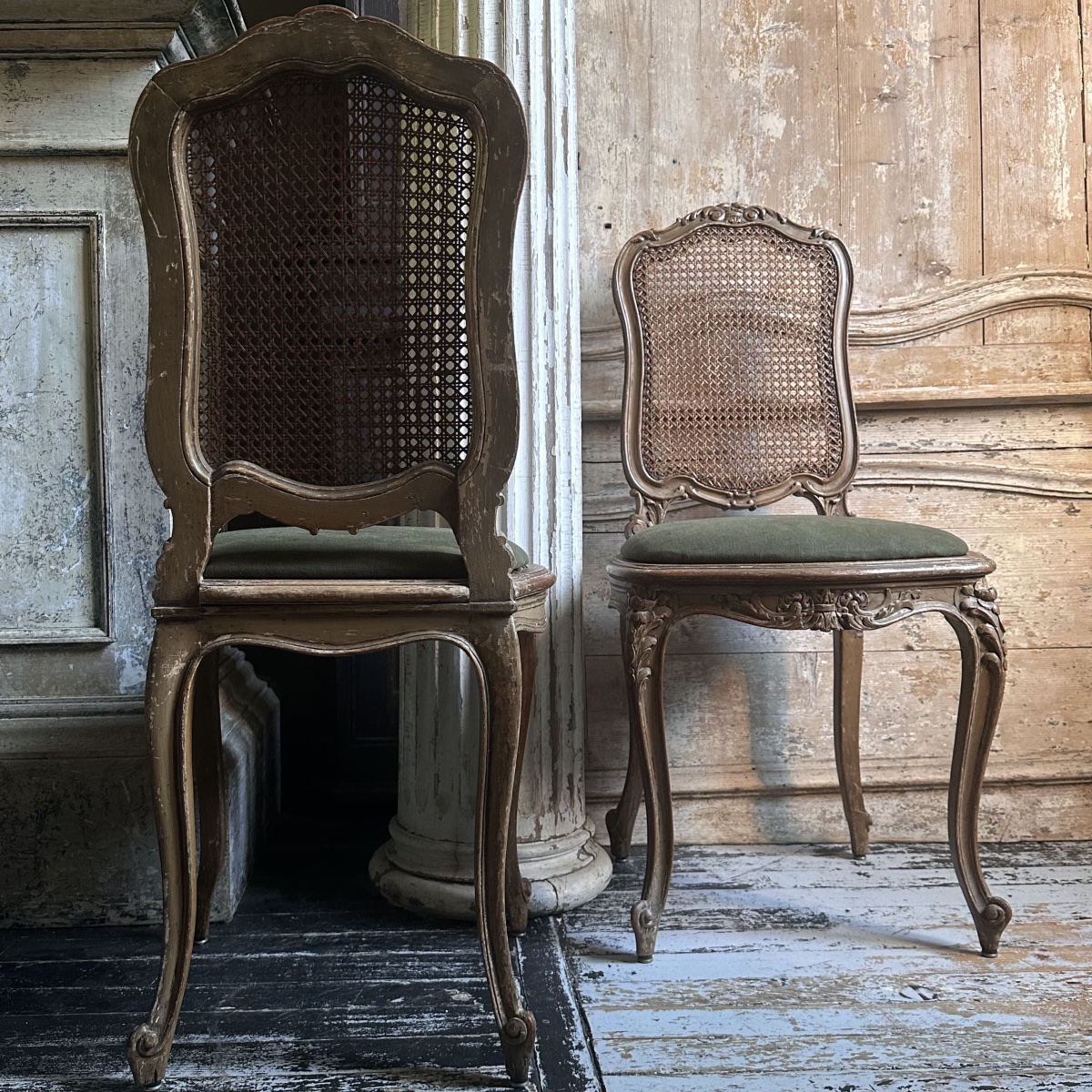 Paire de Chaises cannées Italiennes époque XVIII-photo-1