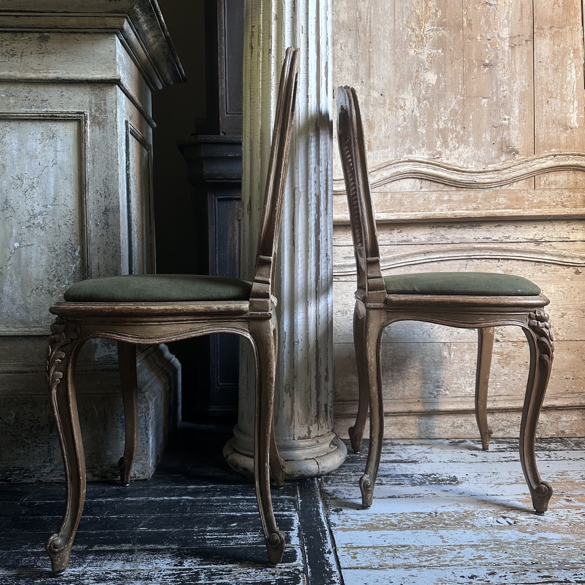 Paire de Chaises cannées Italiennes époque XVIII-photo-2