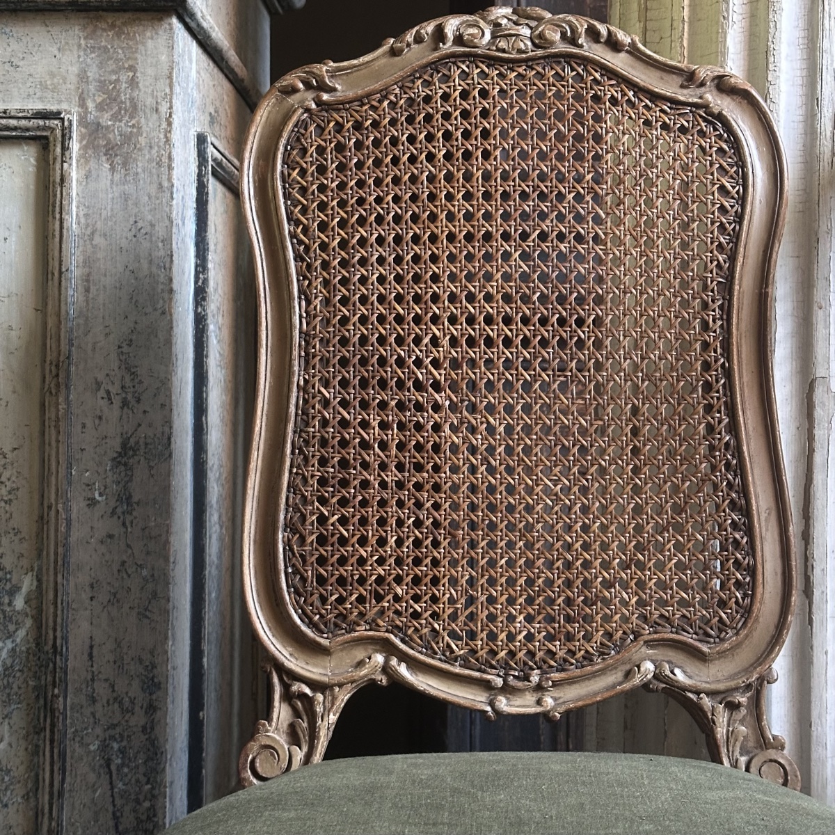 Paire de Chaises cannées Italiennes époque XVIII-photo-3