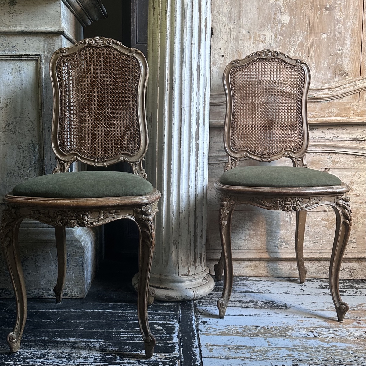 Paire de Chaises cannées Italiennes époque XVIII-photo-5