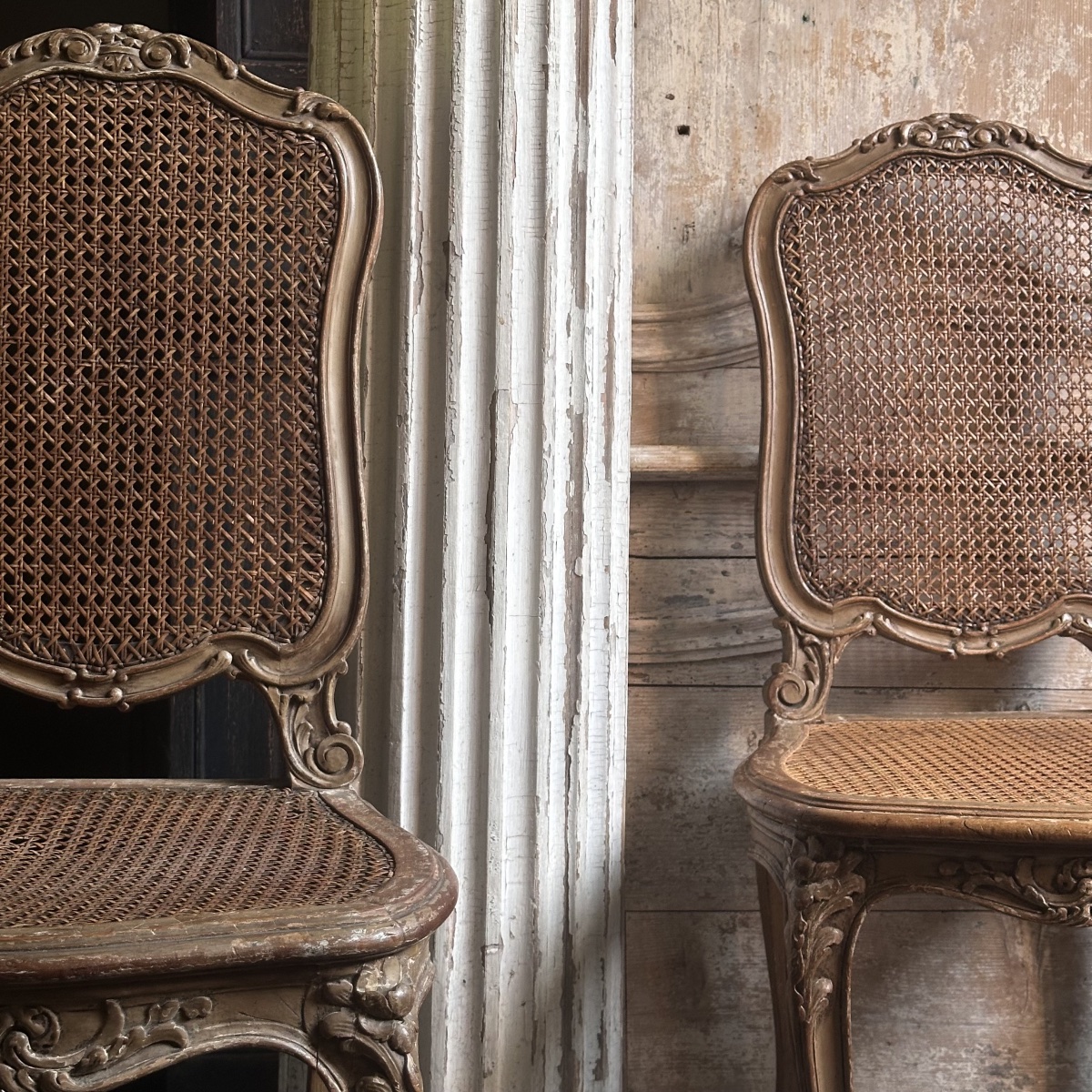 Paire de Chaises cannées Italiennes époque XVIII-photo-8