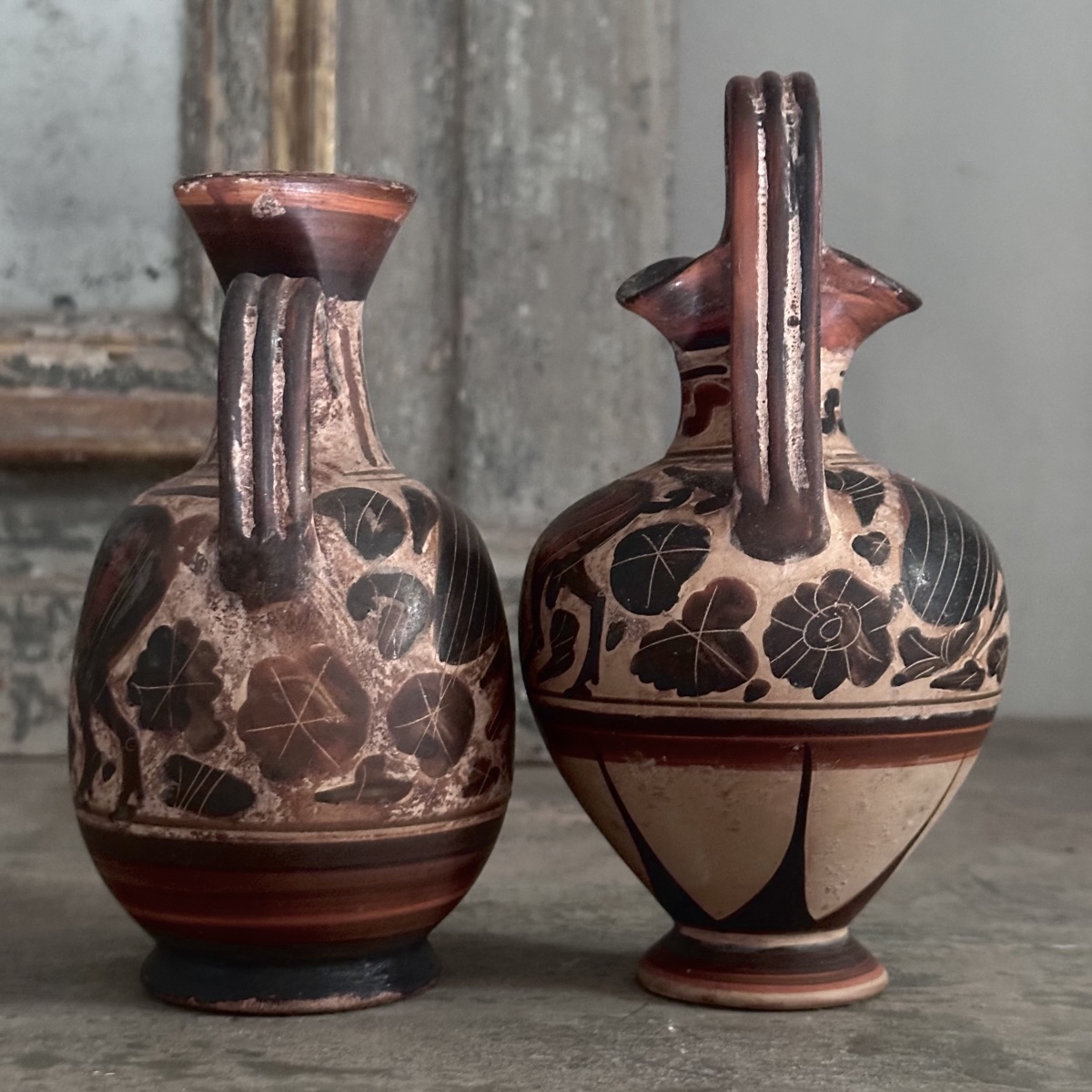 Triptych Of Ancient Greek-style Vases / Painted Terracotta / Italy, Late 19th–early 20th Century-photo-5