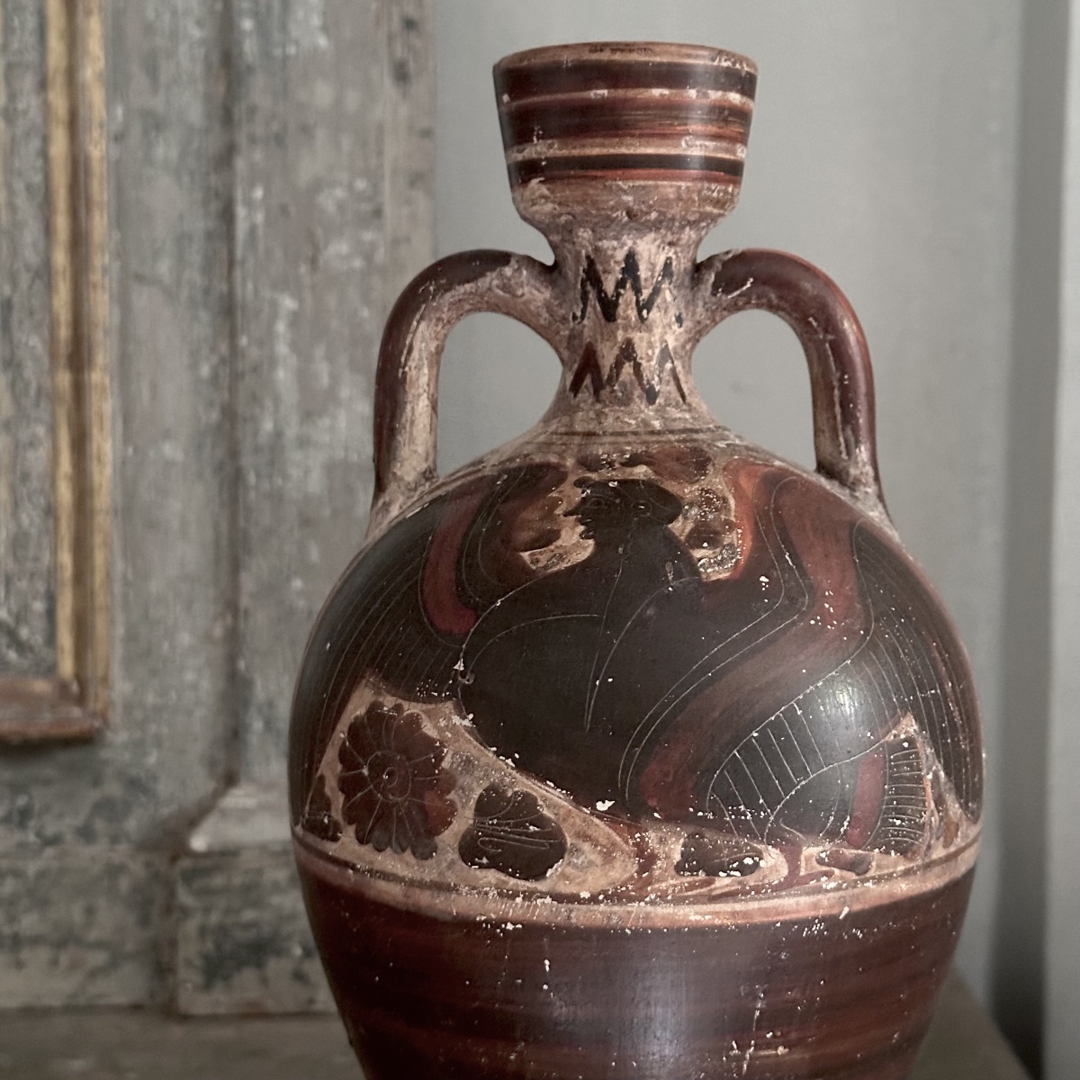 Triptych Of Ancient Greek-style Vases / Painted Terracotta / Italy, Late 19th–early 20th Century-photo-6