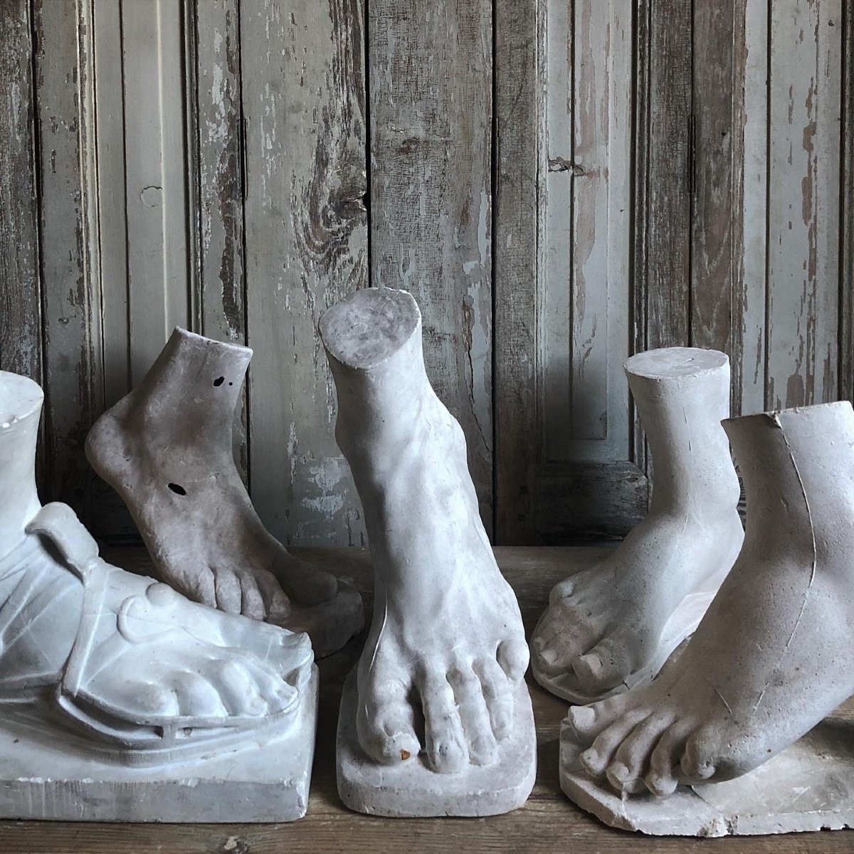 Lot Of 5 Plaster Foot Casts-photo-1