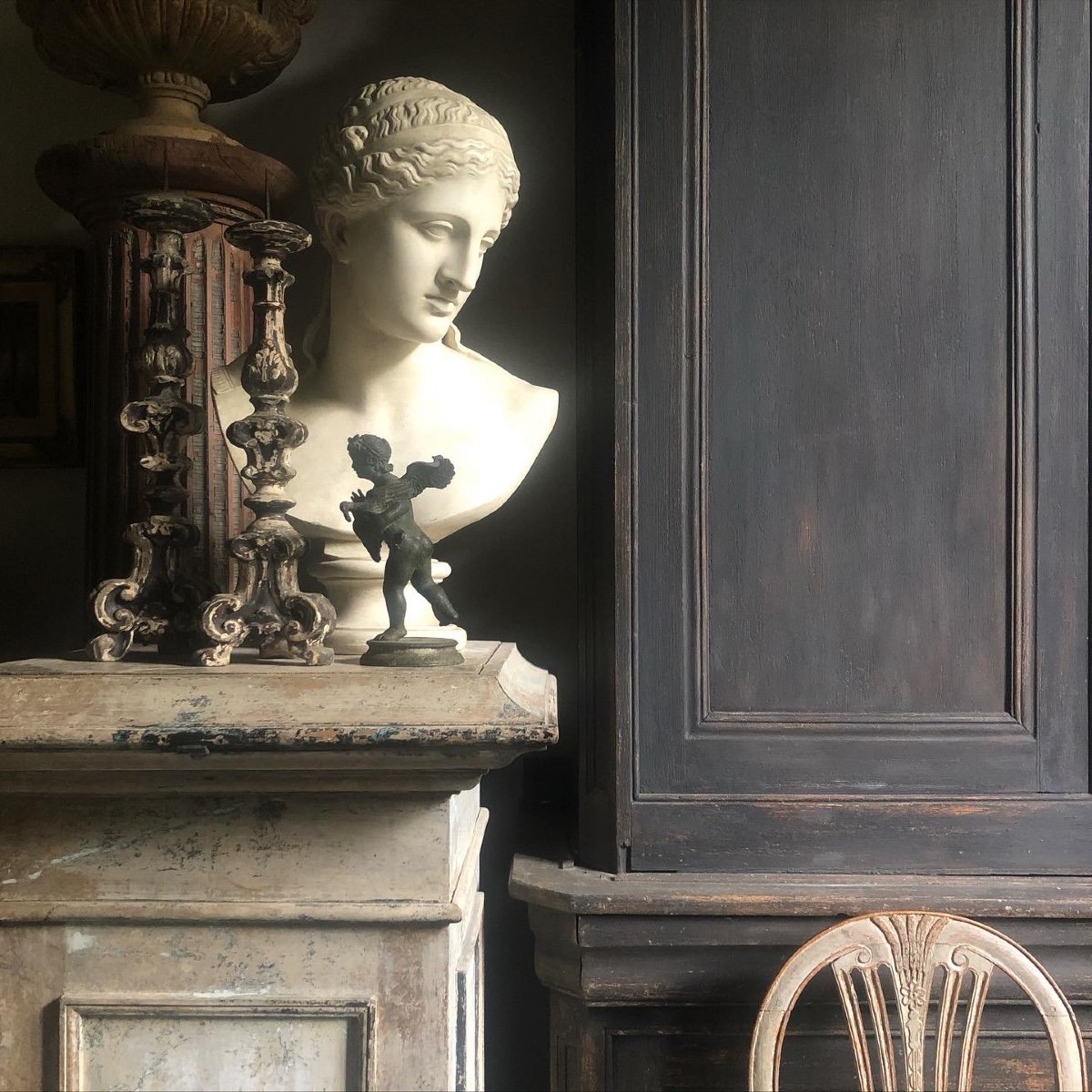 Pair Of Carved Wood Candelsticks Italy Eighteenth-photo-6