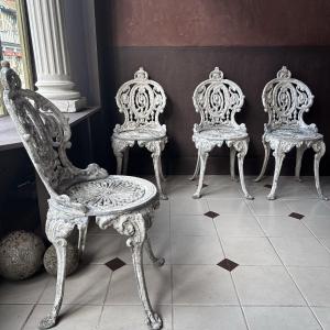 Série de 4 Chaises Jardin de Style Victorien XIXe