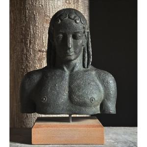 Buste Apollon du Pirée/Moulage Plâtre/Patine Bronze/xxe