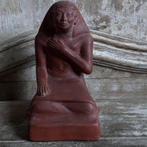 Ancien Moulage terre cuite d’un Scribe Égyptien/XXe
