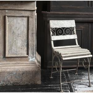 Chaise de Jardin Métal Forgé et Bois XIXe