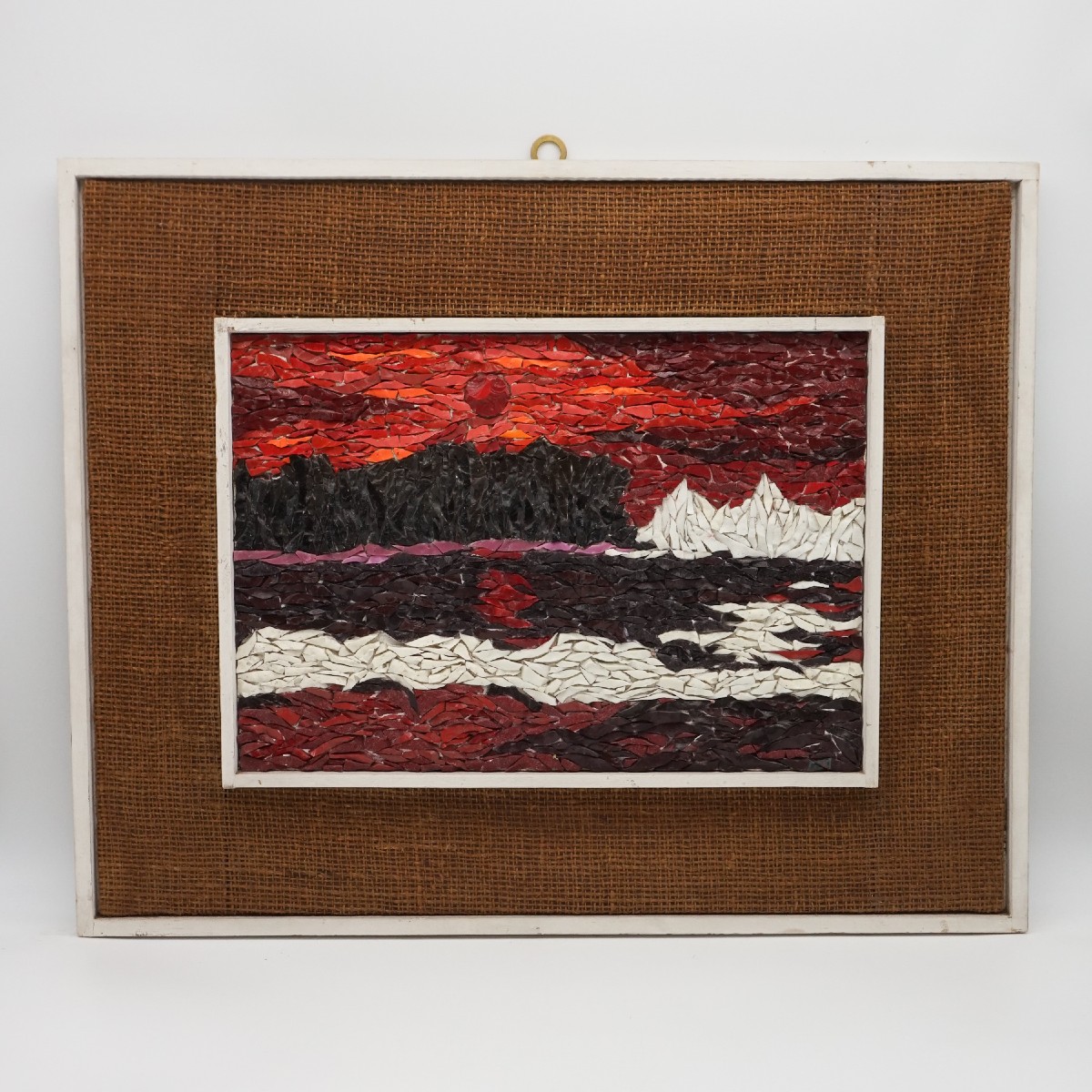 Mosaïque « Coucher De Soleil Sur Glacier » D’enzo Scianna – œuvre Originale Signée Et Datée 197
