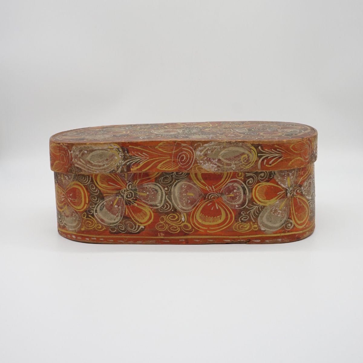 Boîte Ovale En Bois Peint à La Main – XIXe Siècle, Art Populaire D’alpage-photo-3