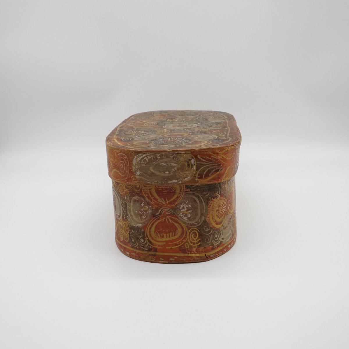 Boîte Ovale En Bois Peint à La Main – XIXe Siècle, Art Populaire D’alpage-photo-4