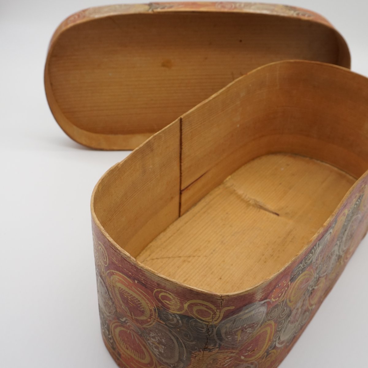 Boîte Ovale En Bois Peint à La Main – XIXe Siècle, Art Populaire D’alpage-photo-3