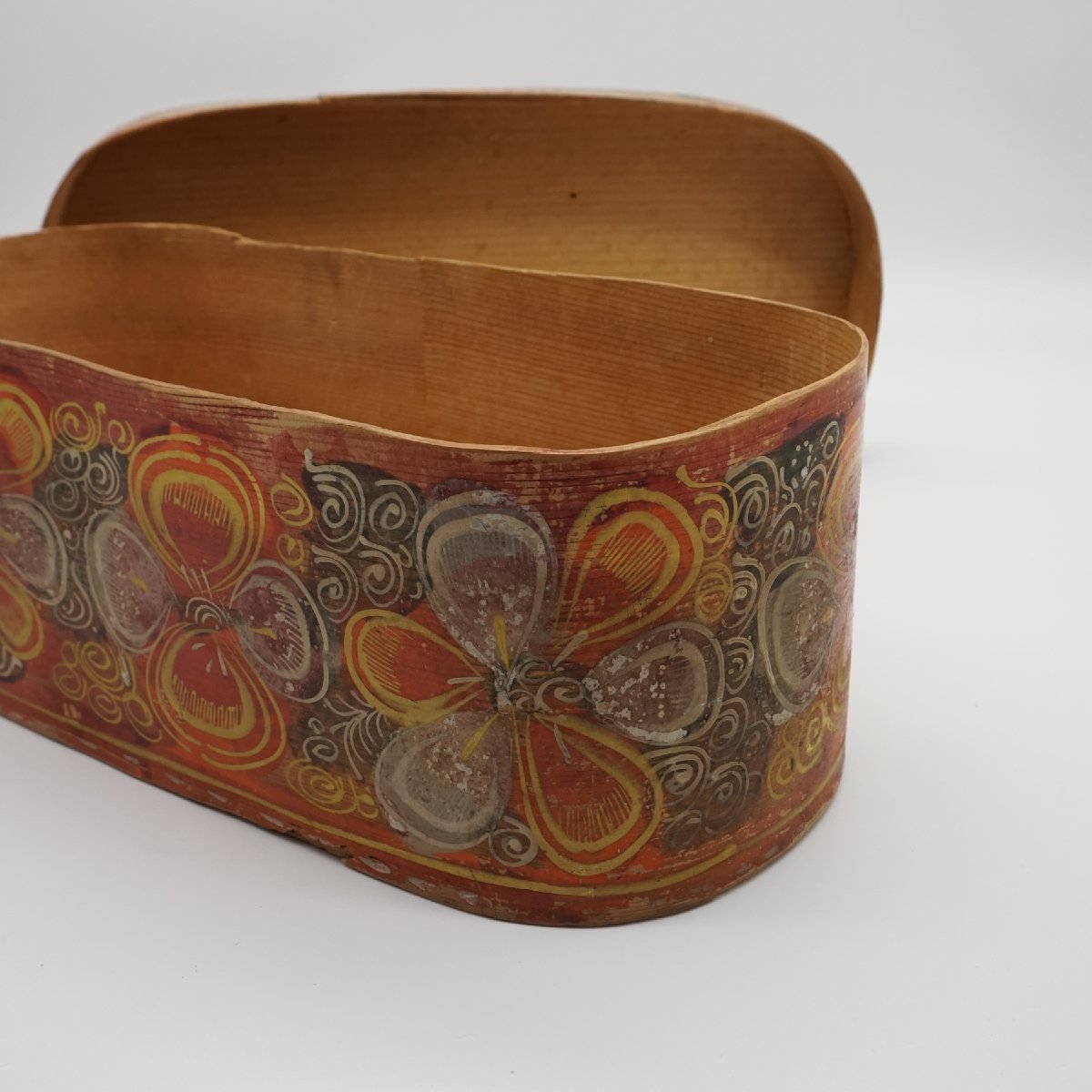 Boîte Ovale En Bois Peint à La Main – XIXe Siècle, Art Populaire D’alpage-photo-4
