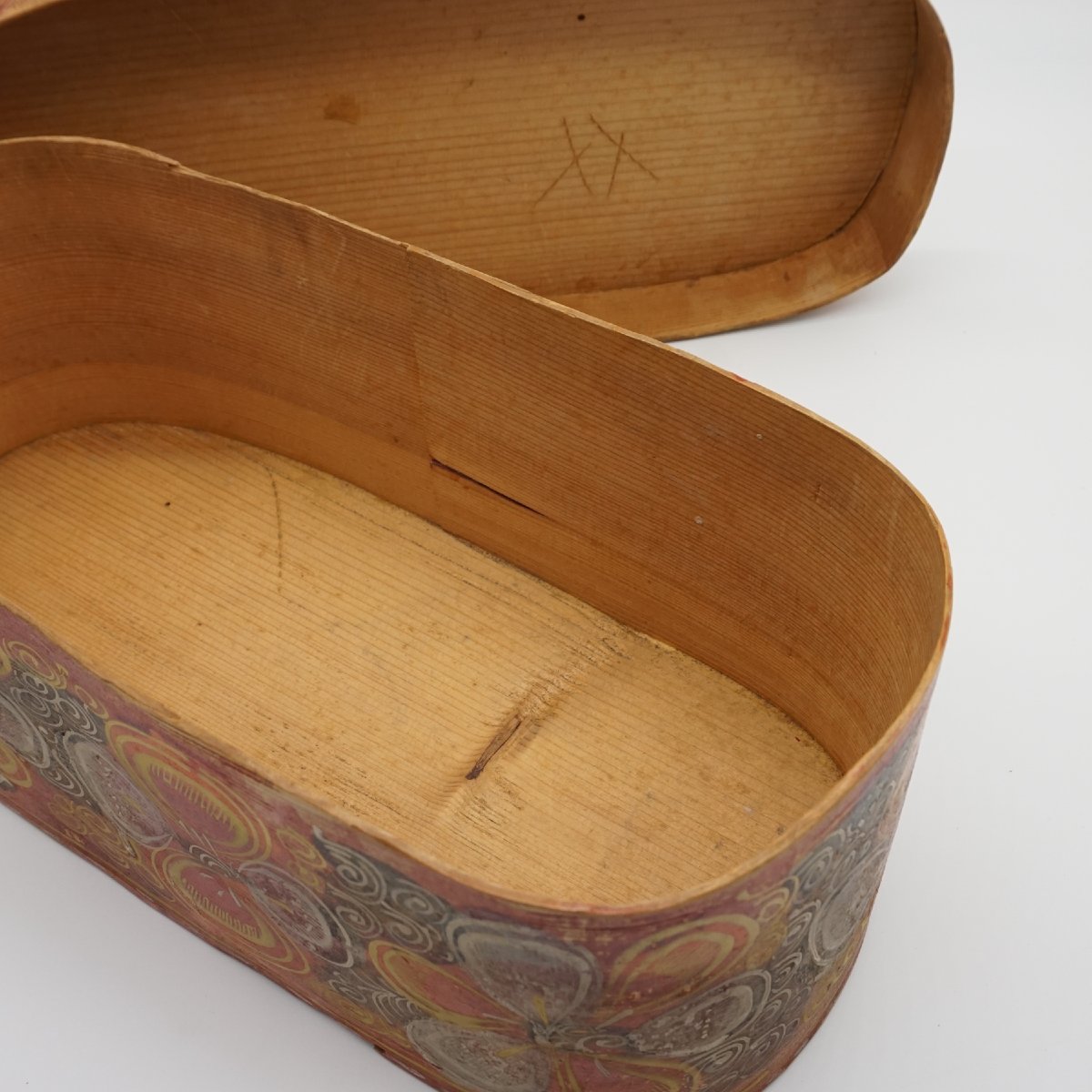 Boîte Ovale En Bois Peint à La Main – XIXe Siècle, Art Populaire D’alpage-photo-5