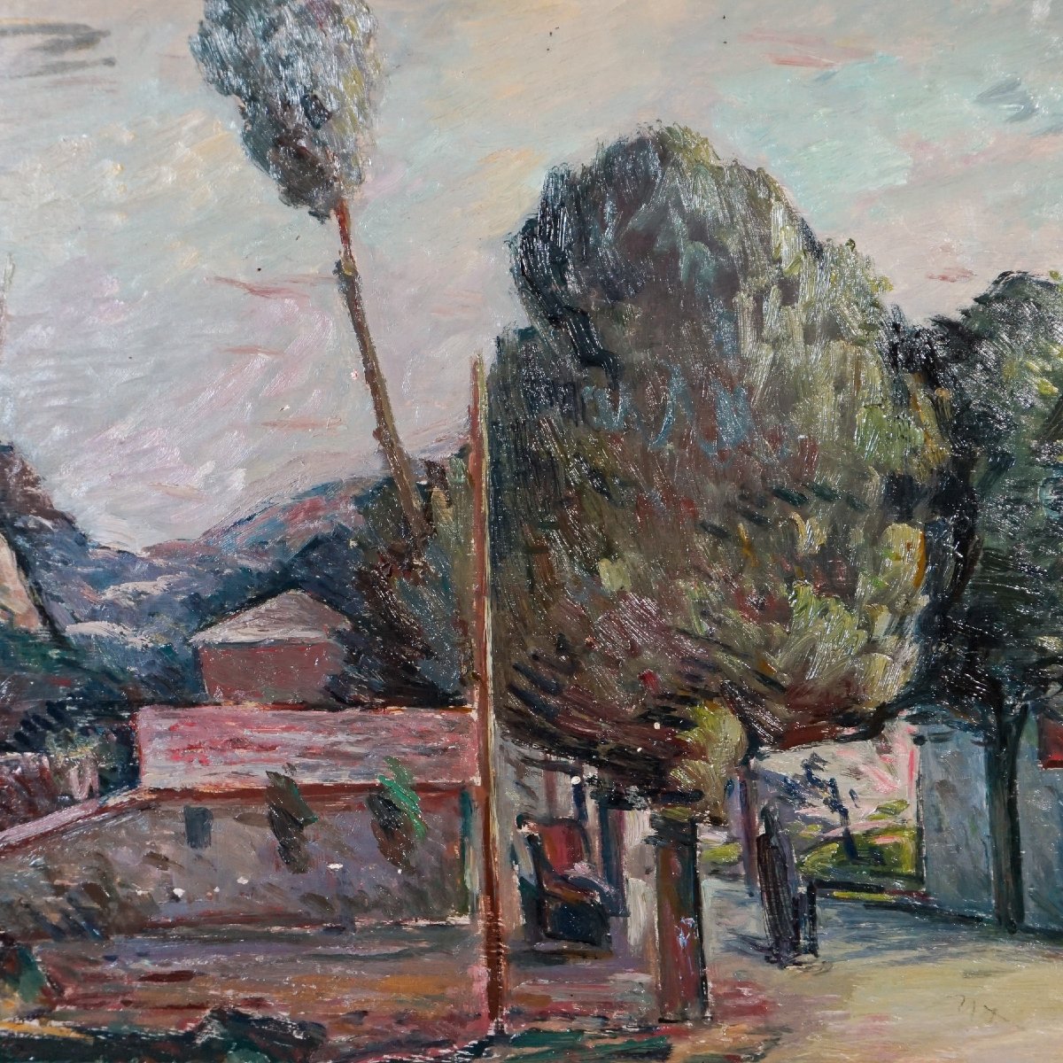 Tableau Double à L’huile – Ettore Bocchini (1899–1970) – Paysages Des Collines Tosco-romagnoles-photo-2