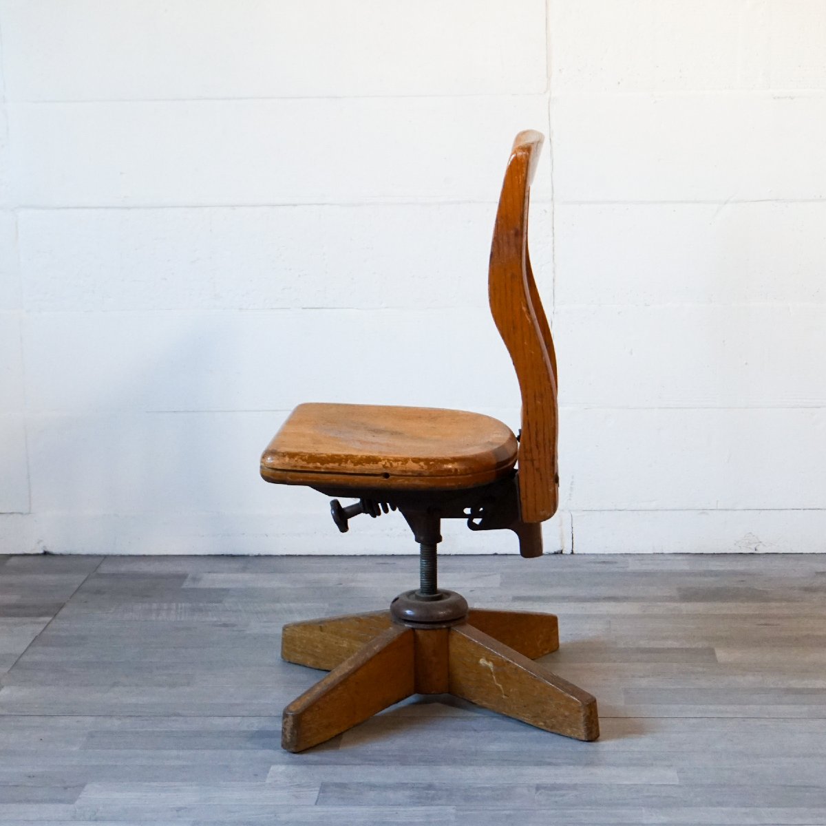 Chaise de Bureau Pivotante en Chêne – Années 1930-photo-2