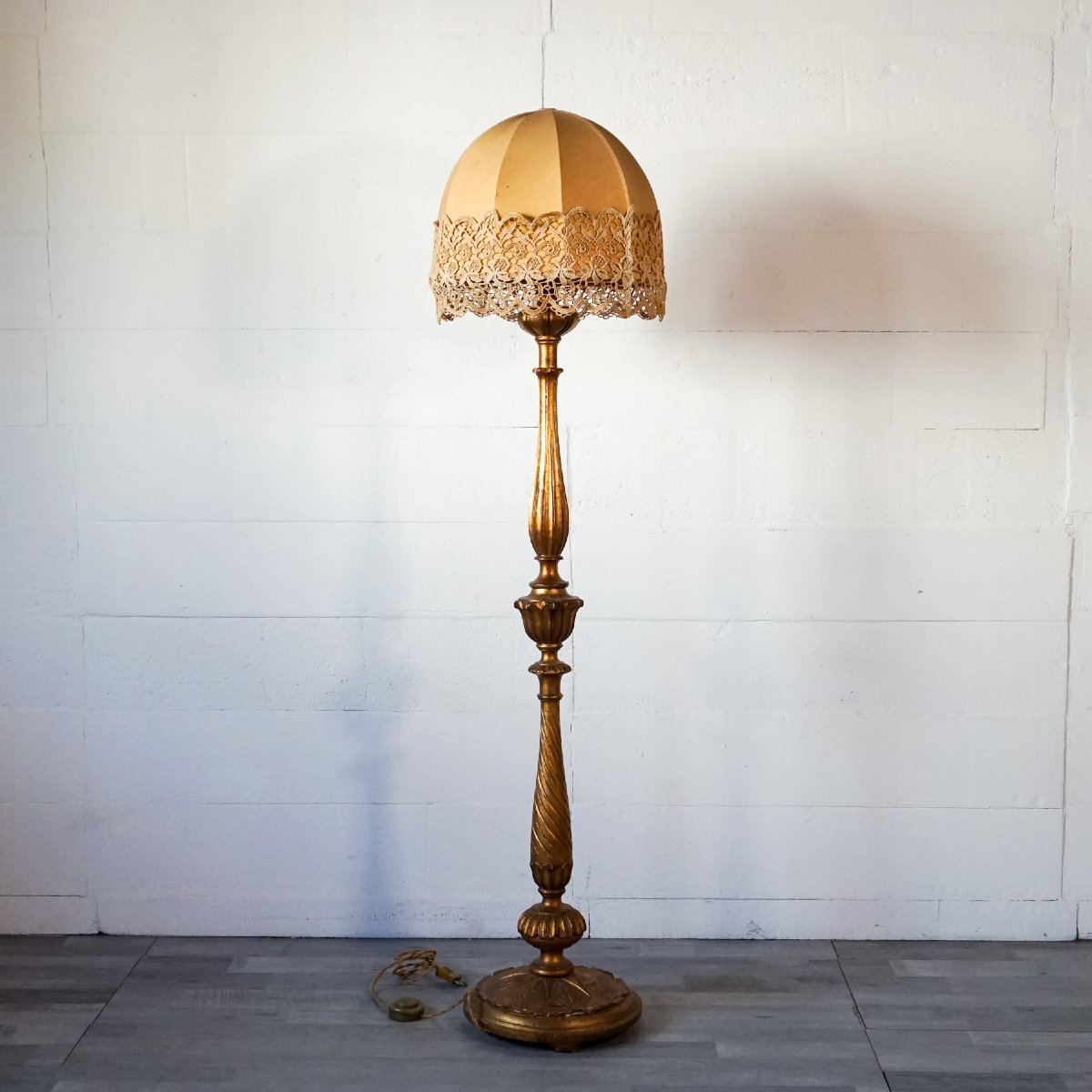 Lampadaire en Bois Doré Issu d’un Chandelier Processionnel – Italie, Début XXe Siècle-photo-2