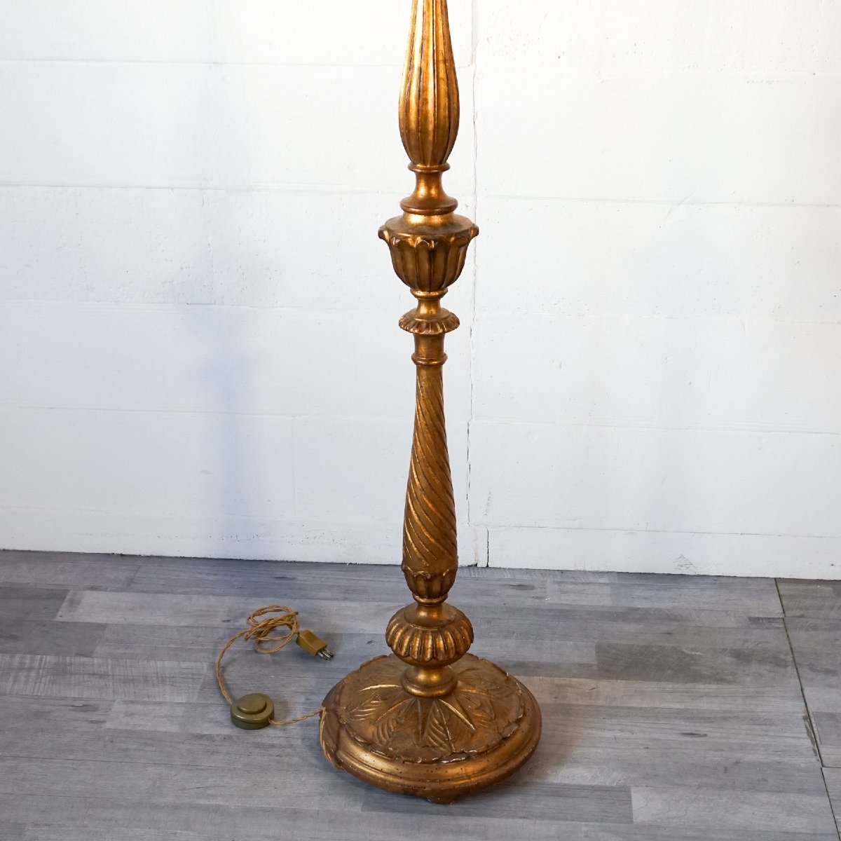Lampadaire en Bois Doré Issu d’un Chandelier Processionnel – Italie, Début XXe Siècle-photo-4