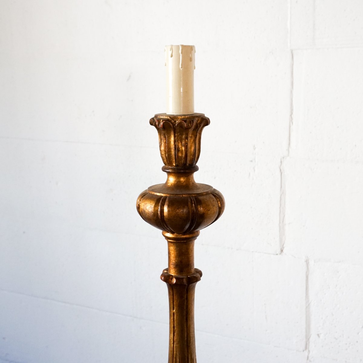 Lampadaire en Bois Doré Issu d’un Chandelier Processionnel – Italie, Début XXe Siècle-photo-2