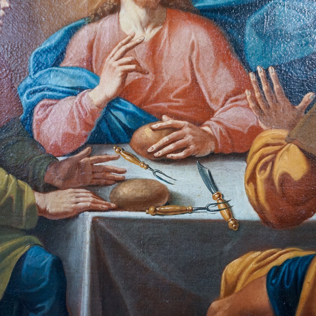 Religious Scene: The Supper At Emmaus – Italian School, 18th Century-photo-1