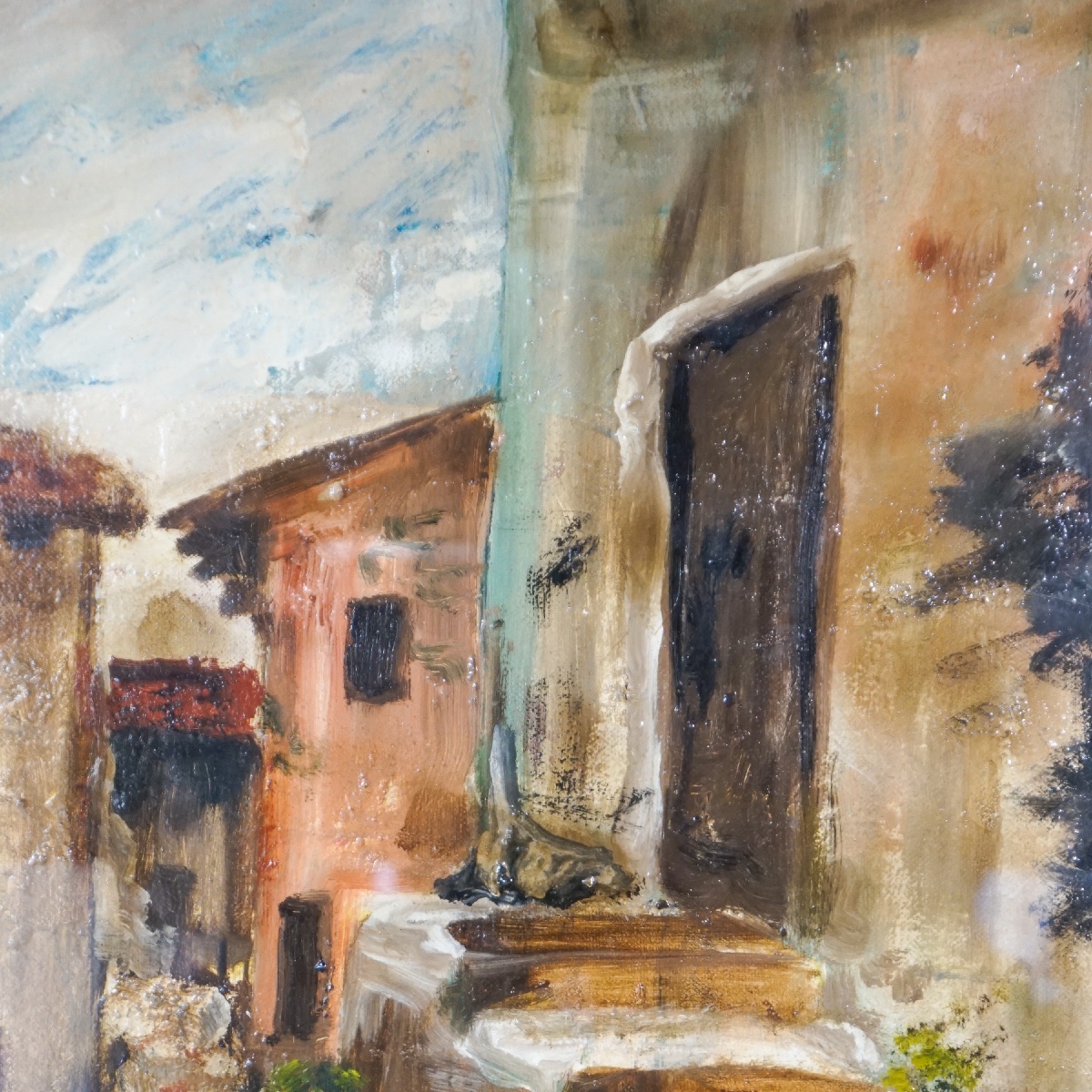 Village View – Oil On Canvas Signed Giampaolo Masotti (1970)-photo-4