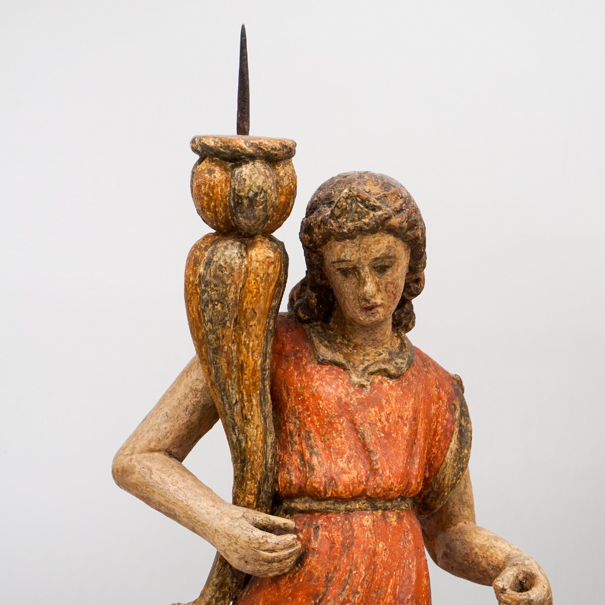 Pair Of Renaissance Wooden Torchère Angels – Italy, Late 16th Century -photo-7