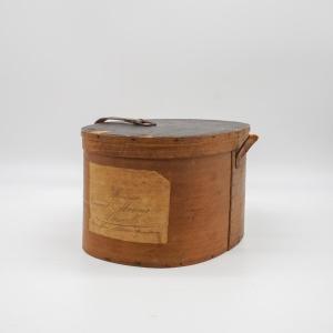 French Oval Bentwood Hat Box With Handwritten Label – 19th Century