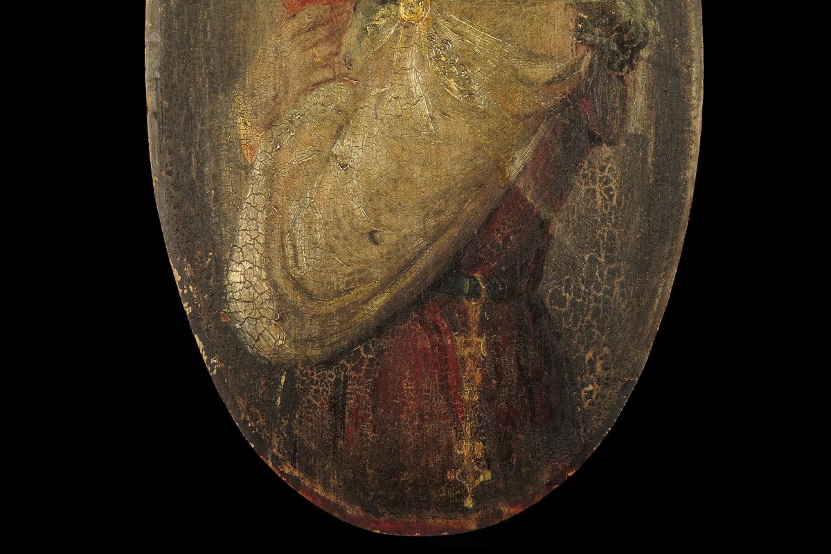 Ancien Et Merveilleux Vestige De Peinture à l'Huile, Portrait De Femme Sur Panneau, Vers 1900-photo-4
