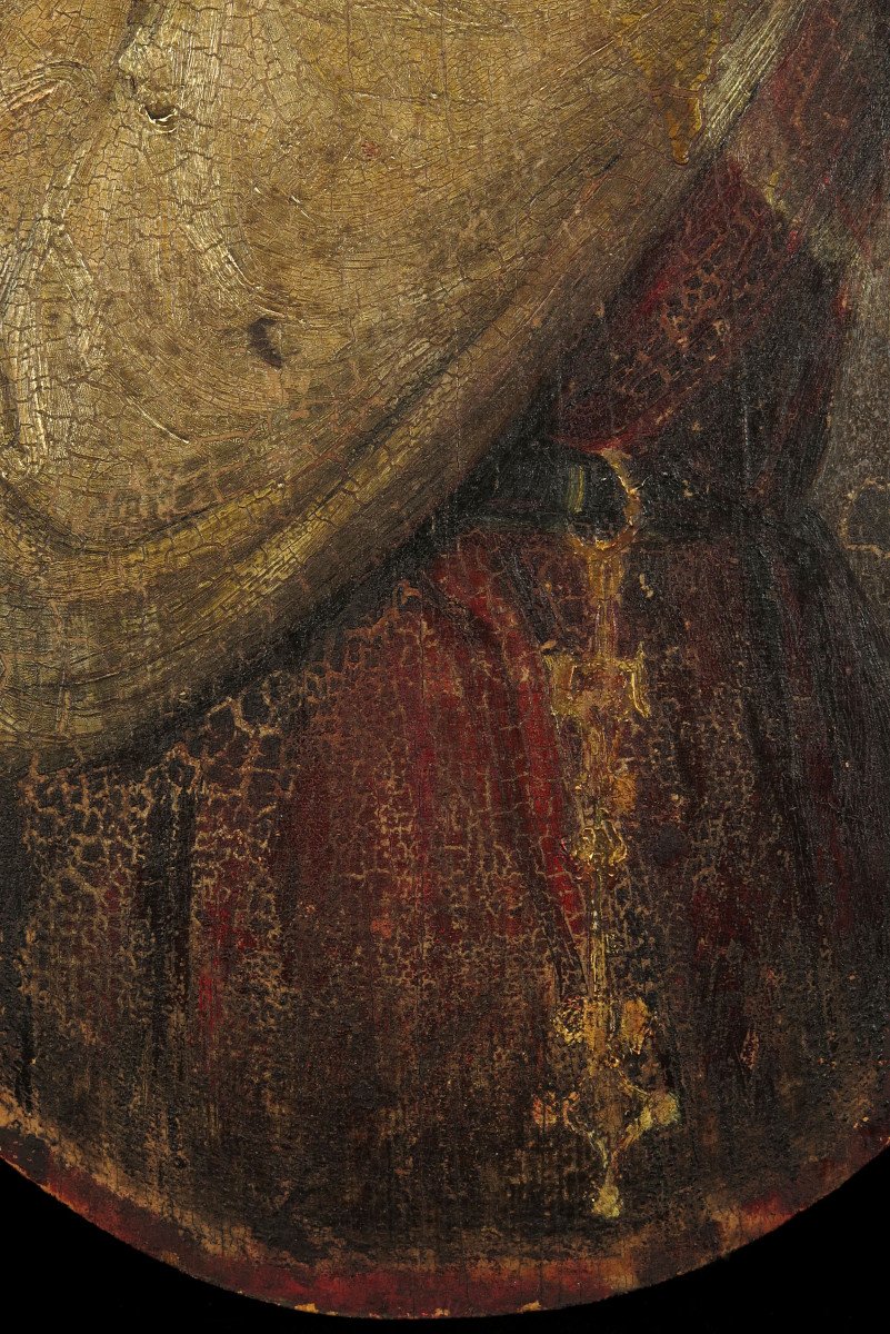 Ancien Et Merveilleux Vestige De Peinture à l'Huile, Portrait De Femme Sur Panneau, Vers 1900-photo-2