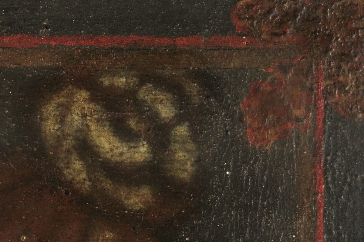 Ancienne Peinture à l'Huile Sur Panneau, Saint Suaire Vers 1850 / Christ sang-photo-8