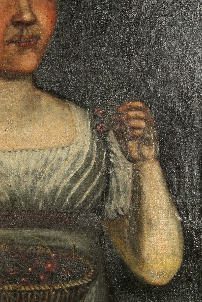 Troublant Portrait Ancien, Peinture à l'Huile d'Une Jeune Fille Daté 1821 / Cabinet Curiosités-photo-1
