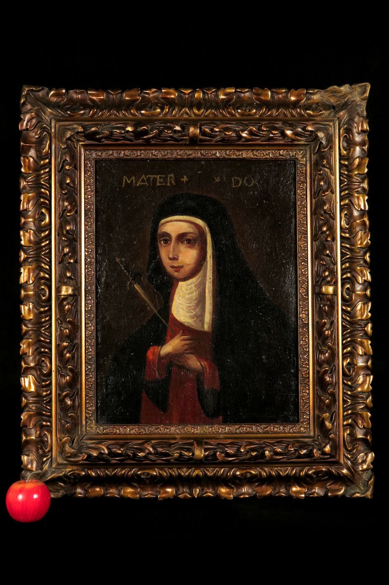 Ancien Portrait, Peinture à l'Huile De La Mater Dolorosa, Travail Du XVIIIeme Siècle