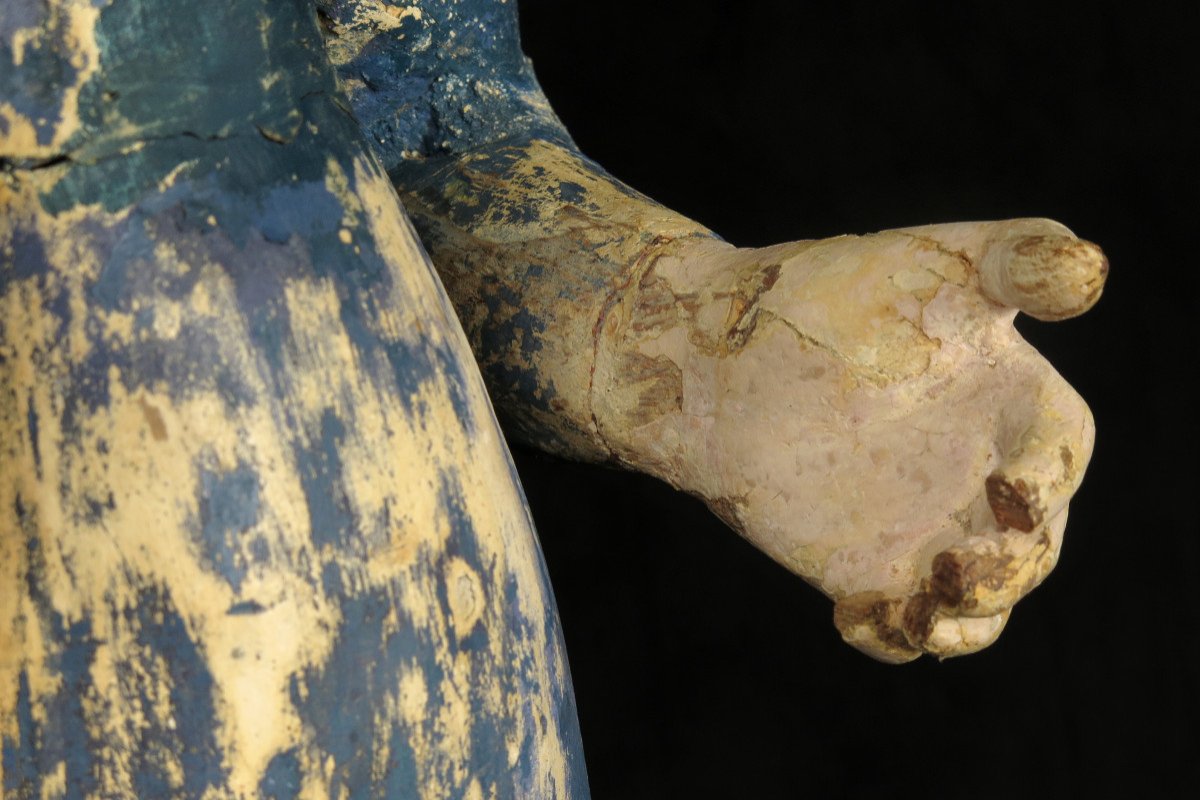 étonnant Et Ancien Vestige De Sculpture En Bois, Saint François Vers 1880.-photo-4